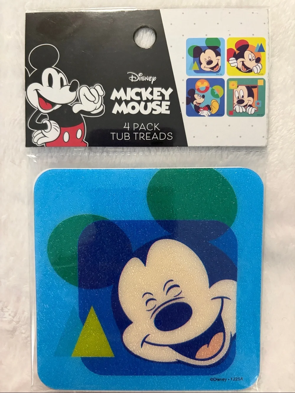 Disney Mickey Mouse Blue Green Cream Foam Tub Treads (4 Pack)